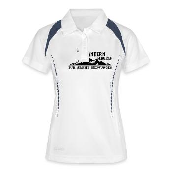 Zum Wandern geboren zur arbeit gezwungen - Frauen Polo atmungsaktiv - Weiß/Navy - Vorne
