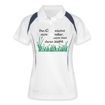 Das Gras wächst nicht schneller - Frauen Polo atmungsaktiv - Weiß/Navy - Vorne