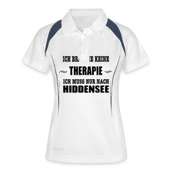 THERAPIE Hiddensee SONNE - Frauen Polo atmungsaktiv - Weiß/Navy - Vorne