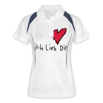 Liebeserklärung 'Ich lieb Dir' - Frauen Polo atmungsaktiv - Weiß/Navy - Vorne