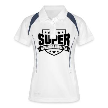 Super Gemeindearbeiter - Frauen Polo atmungsaktiv - Weiß/Navy - Vorne