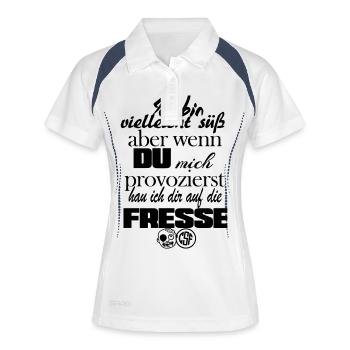 Ich bin vielleicht suess aber wenn DU ... - Frauen Polo atmungsaktiv - Weiß/Navy - Vorne