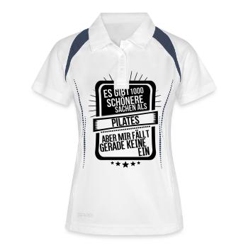 Es gibt nichts schöneres als Pilates - Frauen Polo atmungsaktiv - Weiß/Navy - Vorne