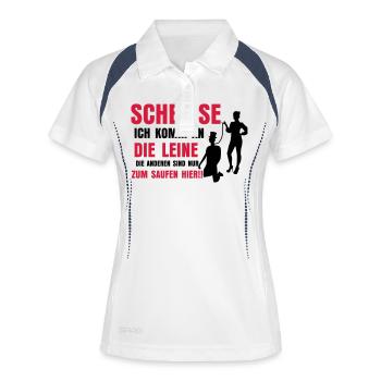SCHEISSE ICH KOMM AN DIE - Frauen Polo atmungsaktiv - Weiß/Navy - Vorne