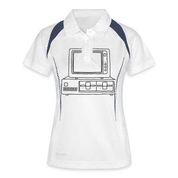 PC Computer - Frauen Polo atmungsaktiv - Weiß/Navy - Vorne