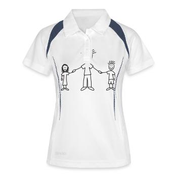family_dad_with_girl_and_boy_1c - Polo respirant Femme - blanc/marine - Devant