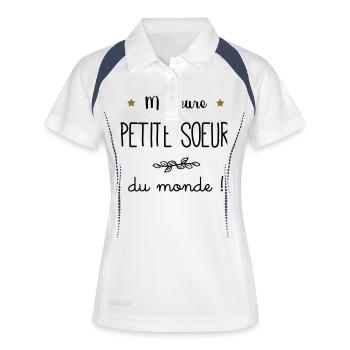 Meilleure petite seur du monde vecteur - Polo respirant Femme - blanc/marine - Devant