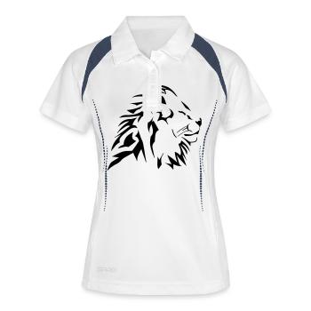 tshirt lion tribal vectoriel - Polo respirant Femme - blanc/marine - Devant