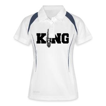 Spark plug King - car motorcycle repair-King - Women's Polo breathable - white/navy - Front