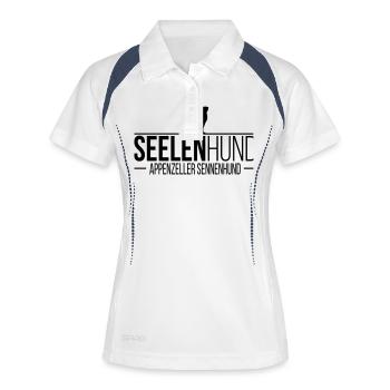 APPENZELLER SENNENHUND Seelenhund - Frauen Polo atmungsaktiv - Weiß/Navy - Vorne