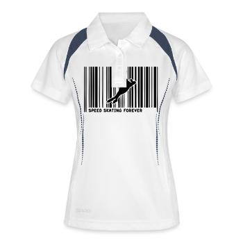 code barre speed skating skateur2 - Polo respirant Femme - blanc/marine - Devant