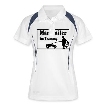 mantrailer_im_training - Frauen Polo atmungsaktiv - Weiß/Navy - Vorne
