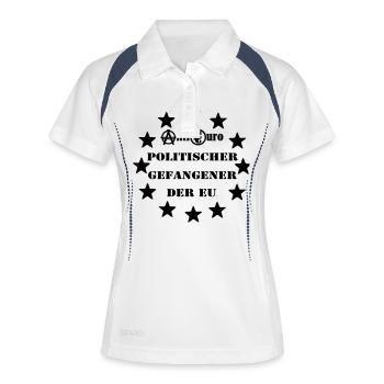 Politischer Gefangener der EU - Frauen Polo atmungsaktiv - Weiß/Navy - Vorne