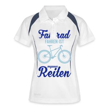 Biking saying bike riding vegan - Women's Polo breathable - white/navy - Front