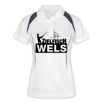 wels_zielfisch__f1 - Polo respirant Femme - blanc/marine - Devant