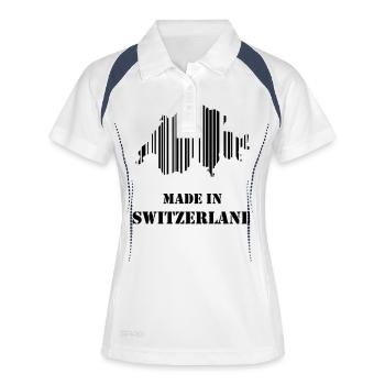 Made in Switzerland - Geschenkidee für Schweizer - Frauen Polo atmungsaktiv - Weiß/Navy - Vorne