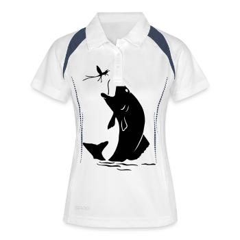 Don de poisson sauteur - Polo respirant Femme - blanc/marine - Devant