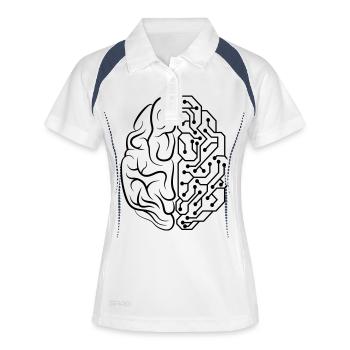 Künstliche Intelligenz - Frauen Polo atmungsaktiv - Weiß/Navy - Vorne