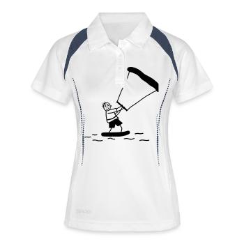 Kite Surfer - Frauen Polo atmungsaktiv - Weiß/Navy - Vorne
