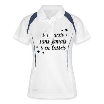 Umarmen, ohne jemals gelangweilt zu werden - Frauen Polo atmungsaktiv - Weiß/Navy - Vorne