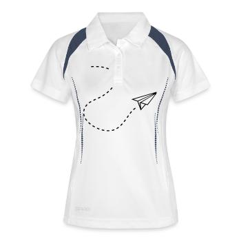 paper_plane__f1 - Frauen Polo atmungsaktiv - Weiß/Navy - Vorne