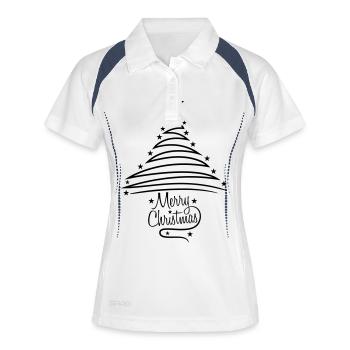 conception logo sapin sapin sapin sapin étoiles - Polo respirant Femme - blanc/marine - Devant