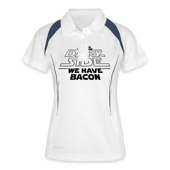 Dark Side Bacon - Frauen Polo atmungsaktiv - Weiß/Navy - Vorne