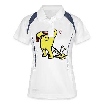 pinkelhund - Frauen Polo atmungsaktiv - Weiß/Navy - Vorne