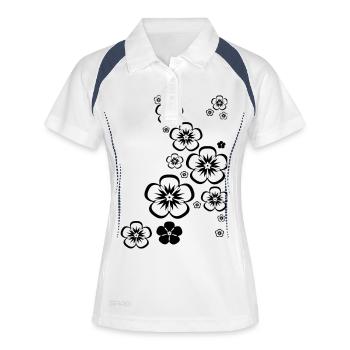 Blumen - Frauen Polo atmungsaktiv - Weiß/Navy - Vorne