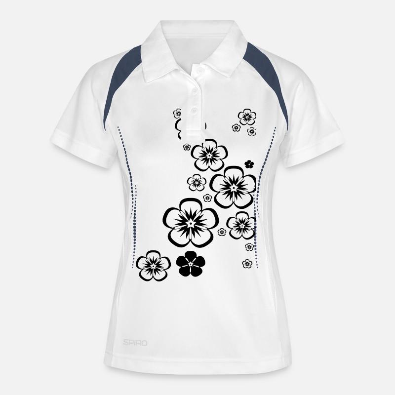 Blumen - Frauen Polo atmungsaktiv - Weiß/Navy