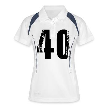 40 - Nummer - Frauen Polo atmungsaktiv - Weiß/Navy - Vorne