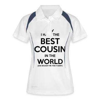 i have the best cousin in the world she - Polo respirant Femme - blanc/marine - Devant