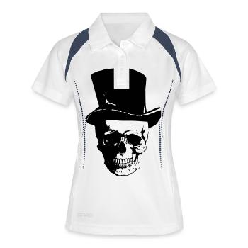 Crâne Avec Chapeau Cylindre - Polo respirant Femme - blanc/marine - Devant
