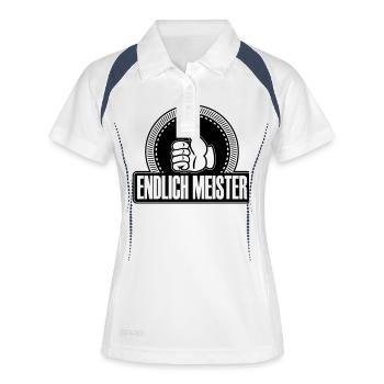 Endlich Meister Daumen hoch - Frauen Polo atmungsaktiv - Weiß/Navy - Vorne