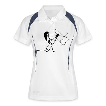 Podologe Fußpflege - Frauen Polo atmungsaktiv - Weiß/Navy - Vorne