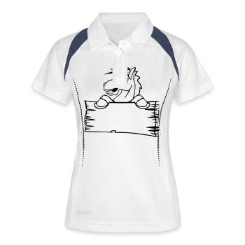 Holzschild mur drôle de cheval de bande dessinée c - Polo respirant Femme - blanc/marine - Devant