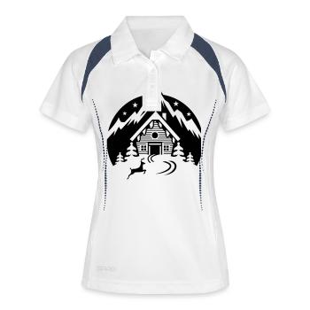 Ski T Shirt Skihütte - Frauen Polo atmungsaktiv - Weiß/Navy - Vorne