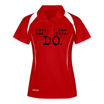 Funny Quotes: Success has 2 Letters - DO - Frauen Polo atmungsaktiv - Weiß/Navy - Vorne