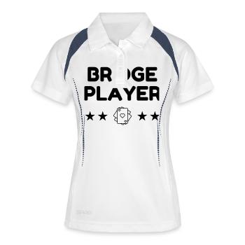 Bridge / Kartenspiel / Brettspiel / Whist - Frauen Polo atmungsaktiv - Weiß/Navy - Vorne