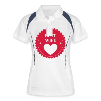 Ehe Hochzeit Liebe Paar Ehemann Frau Braut Love - Frauen Polo atmungsaktiv - Weiß/Navy - Vorne