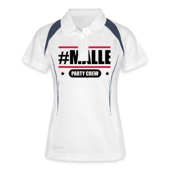 malle party crew motiv - Frauen Polo atmungsaktiv - Weiß/Navy - Vorne