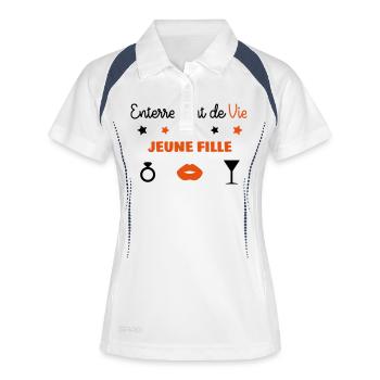 Enterrement de vie de jeune fille / garçon / EVG / - Polo respirant Femme - blanc/marine - Devant