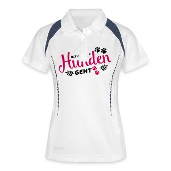 die mit den hunden geht pfote - Frauen Polo atmungsaktiv - Weiß/Navy - Vorne
