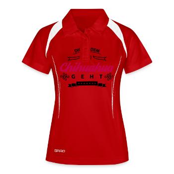 chihuahua die mit dem geht - Frauen Polo atmungsaktiv - Weiß/Navy - Vorne