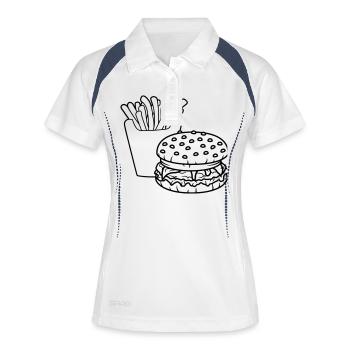 frites hamburger cheeseburger burger fast food dél - Polo respirant Femme - blanc/marine - Devant