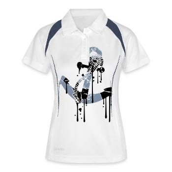 ancrage humide tatouage goutte humide graffiti lar - Polo respirant Femme - blanc/marine - Devant