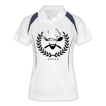 cook design - Frauen Polo atmungsaktiv - Weiß/Navy - Vorne