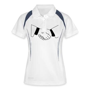 handshake_01 - Frauen Polo atmungsaktiv - Weiß/Navy - Vorne