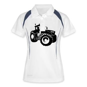 traktor - Frauen Polo atmungsaktiv - Weiß/Navy - Vorne
