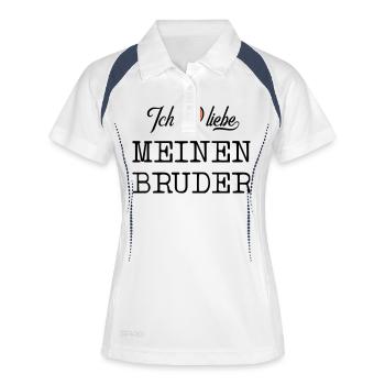 ich liebe meinen Bruder Herz - Frauen Polo atmungsaktiv - Weiß/Navy - Vorne